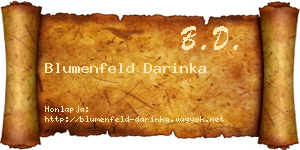 Blumenfeld Darinka névjegykártya